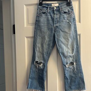 MOTHER Light Blue Distressed Ankle Jeans size 26